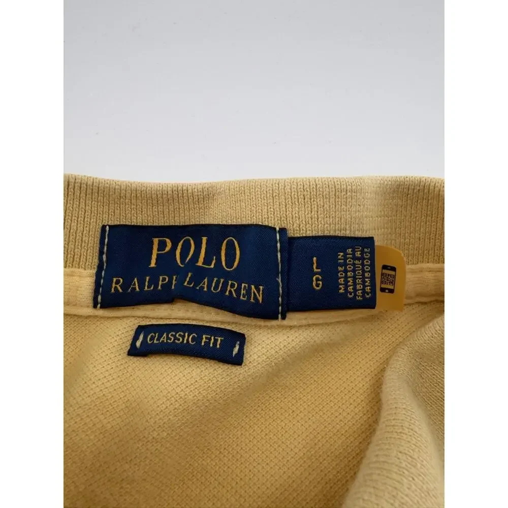 POLO Ralph Lauren Men’s Butter Yellow Polo Shirt Short Sleeve Cotton Large